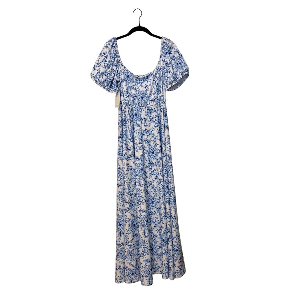 Smith & Quinn NWT Blue White Floral Zinnia Love Elizabeth Maxi Dress Size Large - Picture 6 of 11